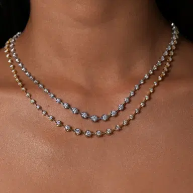Wish Fine Jewelry 1.58ct / 4.16ct Diamond 18K Gold Graduated Link Tennis Necklace | Thumbnail 5