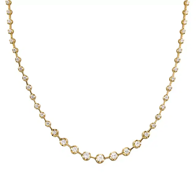 Wish Fine Jewelry 1.58ct / 4.16ct Diamond 18K Gold Graduated Link Tennis Necklace