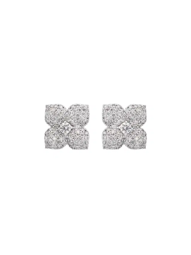 Wish Fine Jewelry 1.60ct Diamond 18K Gold Two In One Flower Stud Earrings