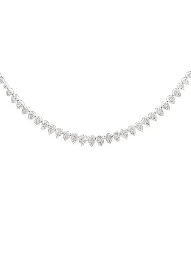 1.62ct Diamond 14K Gold Pear Tennis Necklace