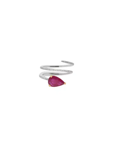 Wish Fine Jewelry 1.69ct Diamond Ruby 14K Gold Spiral Ring | Thumbnail 1