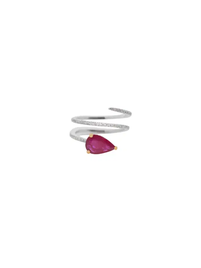 1.69ct Diamond Ruby 14K Gold Spiral Ring
