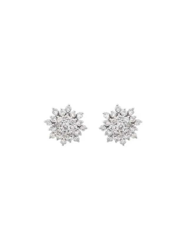 1.70ct Diamond 18K Gold Starburst Stud Earrings
