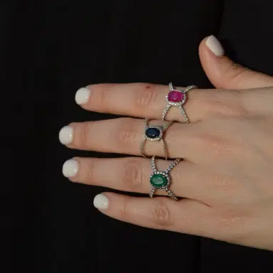 Wish Fine Jewelry 1.70ct Diamond Sapphire 18K Gold Open Shank Ring | Thumbnail 2 Wish Fine Jewelry 1.70ct Diamond Sapphire 18K Gold Open Shank Ring | Thumbnail 2
