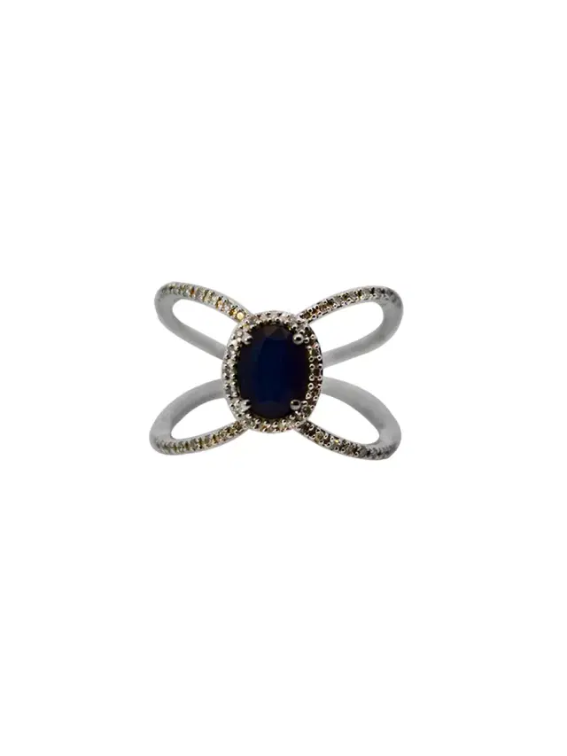 Wish Fine Jewelry 1.70ct Diamond Sapphire 18K Gold Open Shank Ring