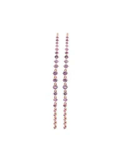 Wish Fine Jewelry 1.71ct Pink Sapphire 18K Gold Linear Cascade Earrings | Thumbnail 2 Wish Fine Jewelry 1.71ct Pink Sapphire 18K Gold Linear Cascade Earrings | Thumbnail 2