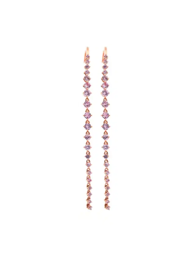 Wish Fine Jewelry 1.71ct Pink Sapphire 18K Gold Linear Cascade Earrings