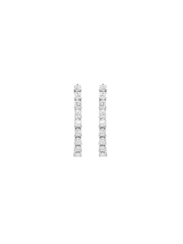 1.76ct Diamond 18K Gold Princess Cut Suspender Bar Earrings