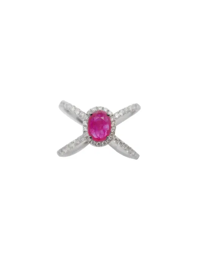 Wish Fine Jewelry 1.80ct Diamond Ruby 18K Gold Open Shank Ring