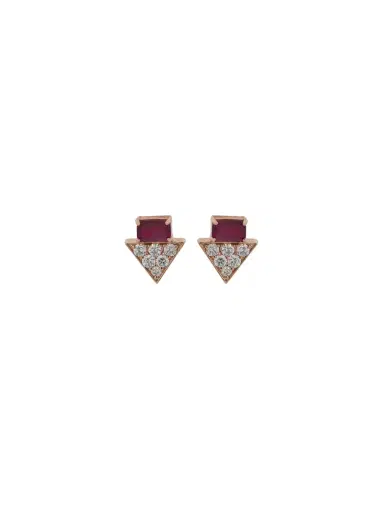 Wish Fine Jewelry 1.82ct Diamond Ruby 14K Gold Stud Earrings | Thumbnail 2