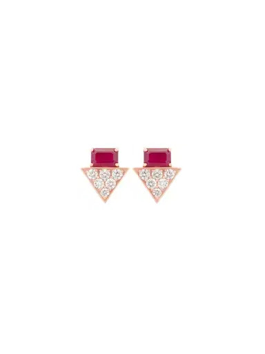 Wish Fine Jewelry 1.82ct Diamond Ruby 14K Gold Stud Earrings | Thumbnail 1