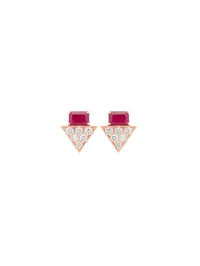 Wish Fine Jewelry 1.82ct Diamond Ruby 14K Gold Stud Earrings