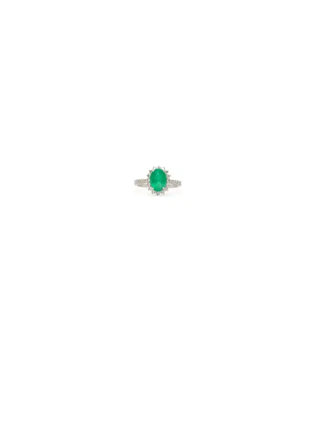Wish Fine Jewelry 1.85ct Diamond Emerald 18K Gold Halo Ring