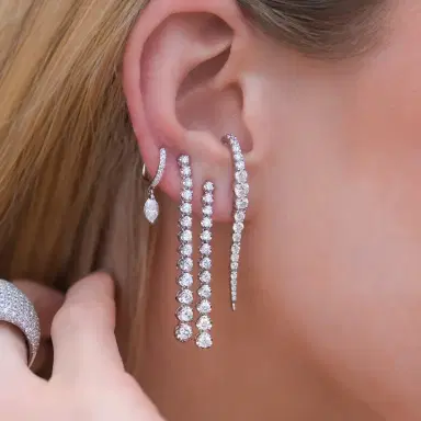 Wish Fine Jewelry 1.86ct Diamond 18K Gold Climber Drop Earrings | Thumbnail 3 Wish Fine Jewelry 1.86ct Diamond 18K Gold Climber Drop Earrings | Thumbnail 3