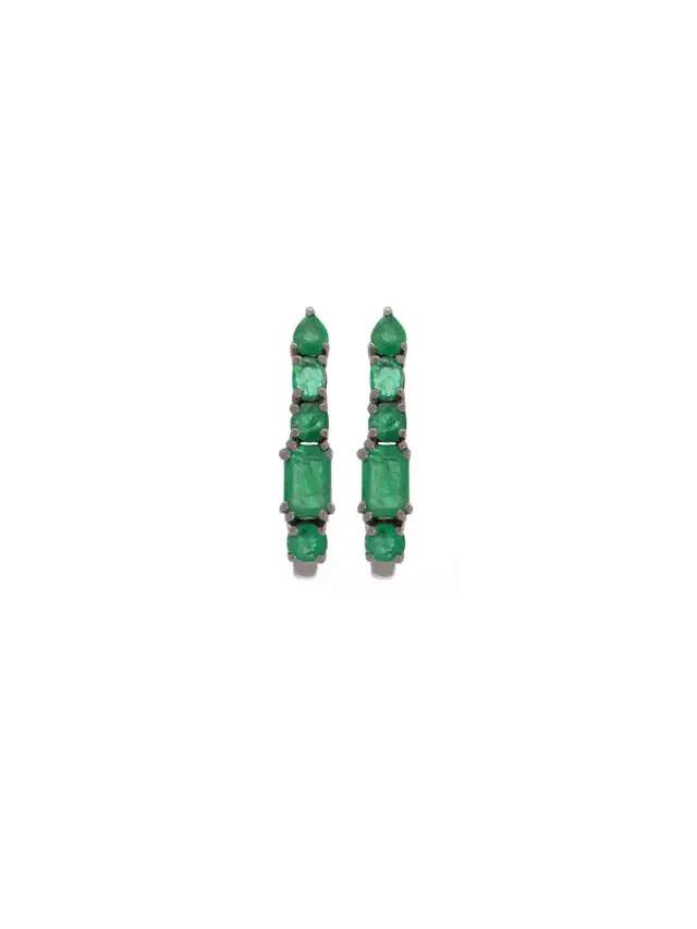Wish Fine Jewelry 1.90ct Emerald 18K Gold Suspended Bar Earrings