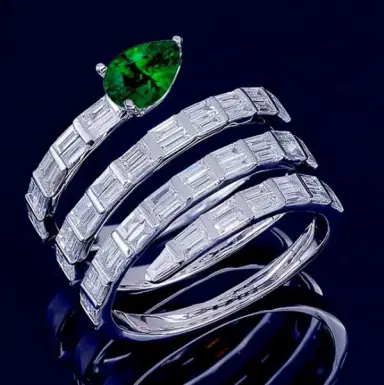 Wish Fine Jewelry 1.94ct Diamond & Emerald 14K Gold Spiral Ring | Thumbnail 2 Wish Fine Jewelry 1.94ct Diamond & Emerald 14K Gold Spiral Ring | Thumbnail 2
