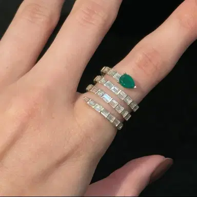 Wish Fine Jewelry 1.94ct Diamond & Emerald 14K Gold Spiral Ring | Thumbnail 4 Wish Fine Jewelry 1.94ct Diamond & Emerald 14K Gold Spiral Ring | Thumbnail 4
