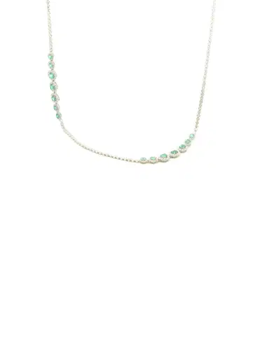 Wish Fine Jewelry 10.ct Diamond Emerald Platinum Necklace | Thumbnail 1
