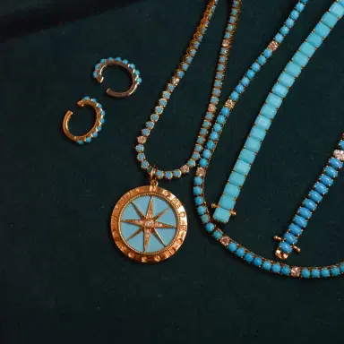 Wish Fine Jewelry 12.07ct Turquoise Diamond 18K Gold Tennis Necklace | Thumbnail 3 Wish Fine Jewelry 12.07ct Turquoise Diamond 18K Gold Tennis Necklace | Thumbnail 3
