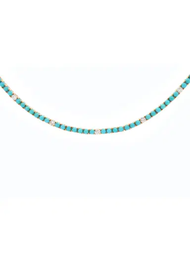 Wish Fine Jewelry 12.07ct Turquoise Diamond 18K Gold Tennis Necklace | Thumbnail 1 Wish Fine Jewelry 12.07ct Turquoise Diamond 18K Gold Tennis Necklace | Thumbnail 1