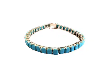 Wish Fine Jewelry 12.79ct Turquoise 18K Gold Tennis Bracelet | Thumbnail 1 Wish Fine Jewelry 12.79ct Turquoise 18K Gold Tennis Bracelet | Thumbnail 1