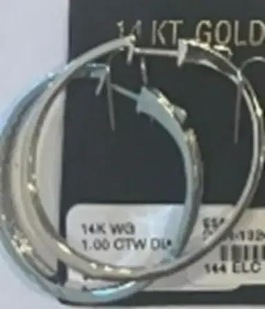 Wish Fine Jewelry 14 K WG 1.00 CTW DIA HOOPS | Thumbnail 1