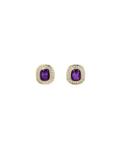Wish Fine Jewelry 14.0ct Diamond Amethyst 18K Gold Halo Earrings | Thumbnail 2 Wish Fine Jewelry 14.0ct Diamond Amethyst 18K Gold Halo Earrings | Thumbnail 2