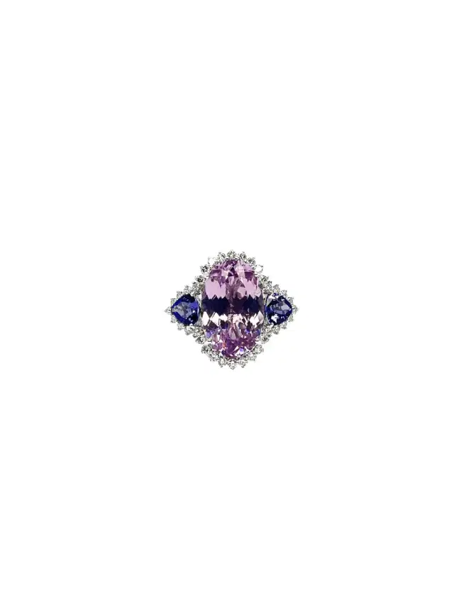 Wish Fine Jewelry 14.88ct Diamond Kunzite Tanzanite 18K Gold Cocktail Ring
