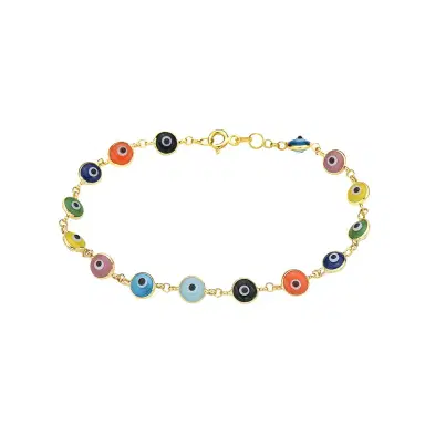 Wish Fine Jewelry 14K Gold Colorful Evil Eye Bracelets | Thumbnail 1 Wish Fine Jewelry 14K Gold Colorful Evil Eye Bracelets | Thumbnail 1