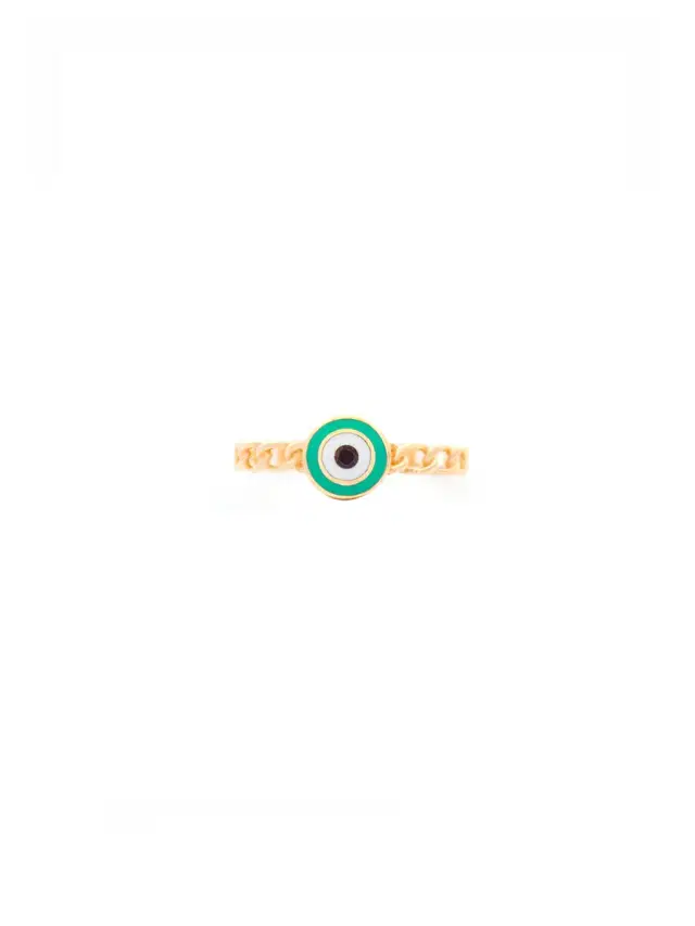 Wish Fine Jewelry 14K Gold Evil Eye Chain Ring