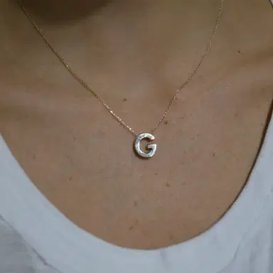 Wish Fine Jewelry 14K Gold Letter G Initial Pendant Necklace | Thumbnail 2