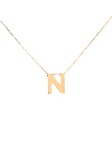 Wish Fine Jewelry 14K Gold Letter N Initial Pendant Necklace | Thumbnail 1