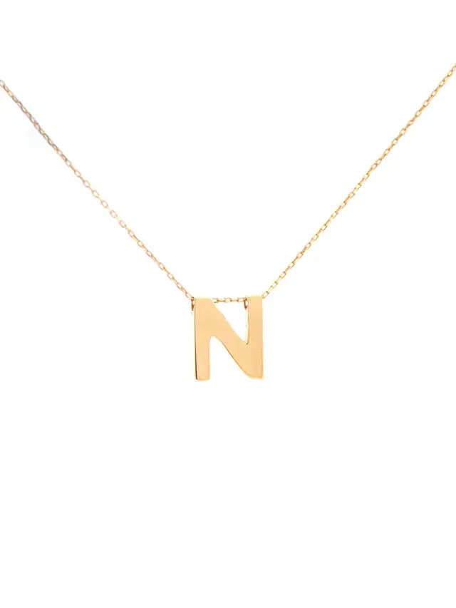 Wish Fine Jewelry 14K Gold Letter N Initial Pendant Necklace