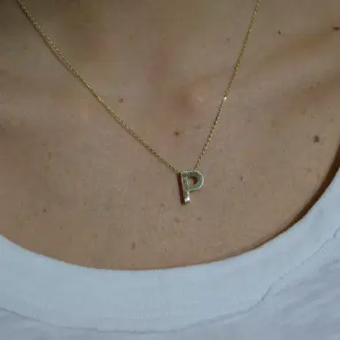 Wish Fine Jewelry 14K Gold Letter P Initial Pendant Necklace | Thumbnail 2 Wish Fine Jewelry 14K Gold Letter P Initial Pendant Necklace | Thumbnail 2