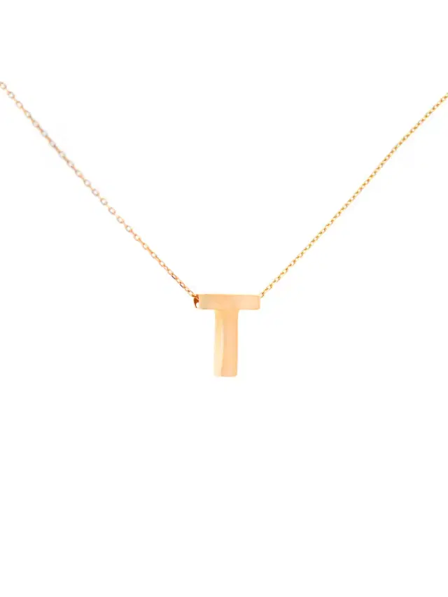 Wish Fine Jewelry 14K Gold Letter T Initial Pendant Necklace