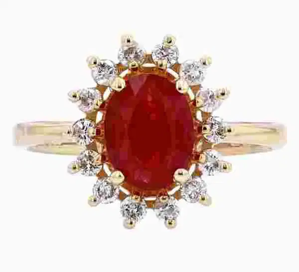 14K TG EFFY 0.34 CT DIA 1.42 CT RUBY SIZE 7