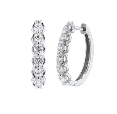 Wish Fine Jewelry 14K WG 1 CTW HOOPS Earrings | Thumbnail 1