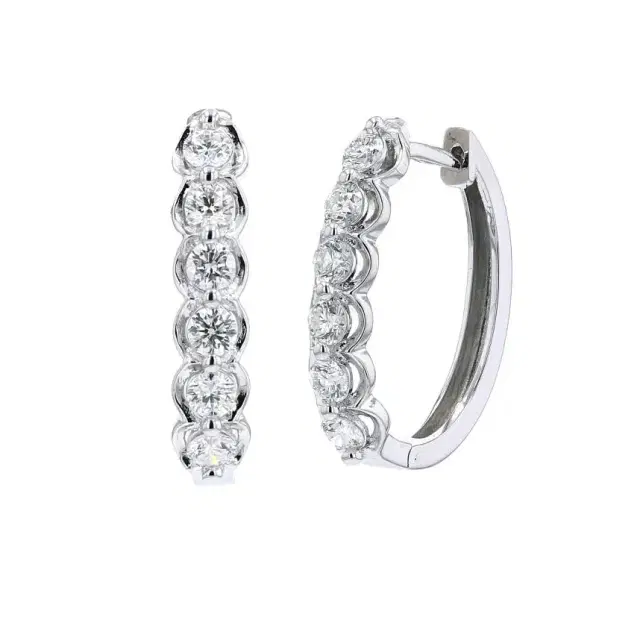 14K WG 1 CTW HOOPS Earrings