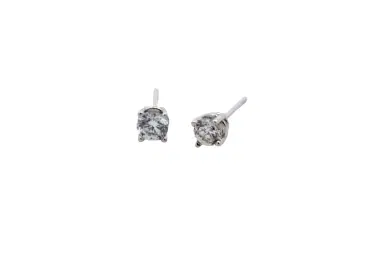 Wish Fine Jewelry 14K WG 1.00 CTW RBC 4-PRONG FRICTION BACK  Earrings | Thumbnail 1