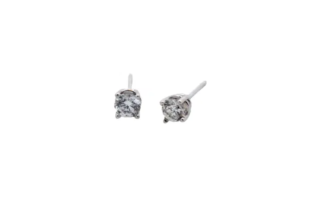 Wish Fine Jewelry 14K WG 1.00 CTW RBC 4-PRONG FRICTION BACK  Earrings