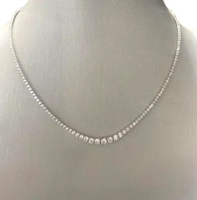 14K WHITE GOLD TENNIS GRADUATED 4PRNG ALL AROUND 6.04CT