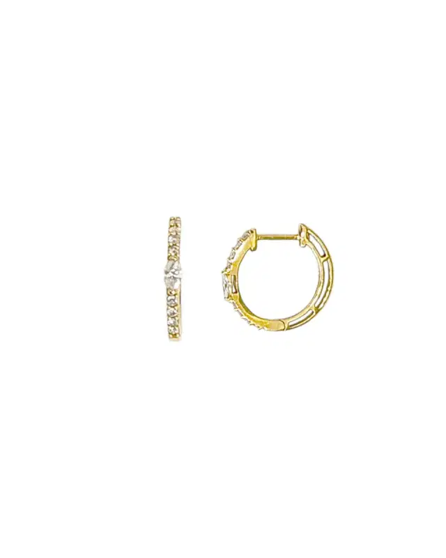 Wish Fine Jewelry 14K YELLOW GOLD DIAMOND HOOPS