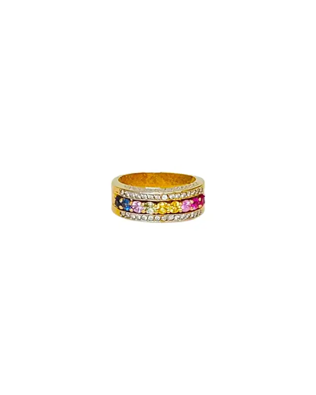 14K YG .30CT DIA MULTI COLOR SAPH