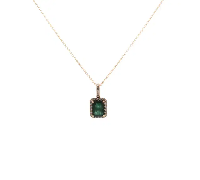 14K YG EFFY 0.23 CTW DIA, 1.42 CT EMERALD, 18" Necklaces