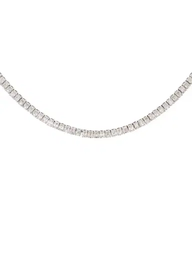 Wish Fine Jewelry 15.50ct Diamond 14K Gold Emerald Cut Tennis Necklace | Thumbnail 1