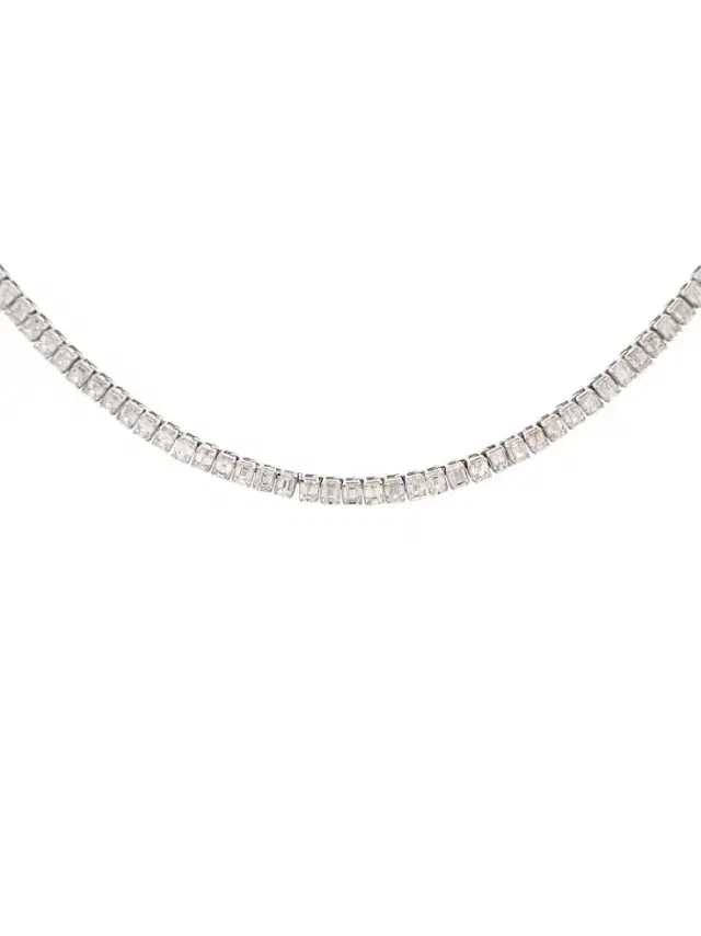 15.50ct Diamond 14K Gold Emerald Cut Tennis Necklace
