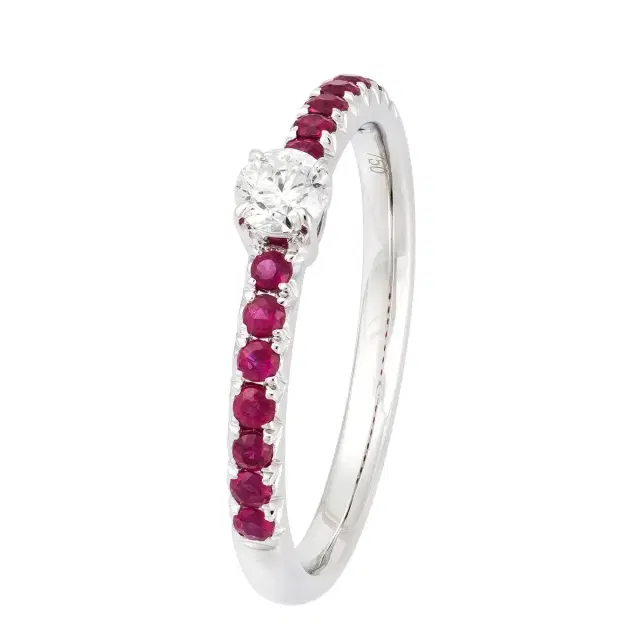 Wish Fine Jewelry 18KW 2.230G D 0.20 Cts/1 Pcs RUB 0.30 Cts/14 Pcs