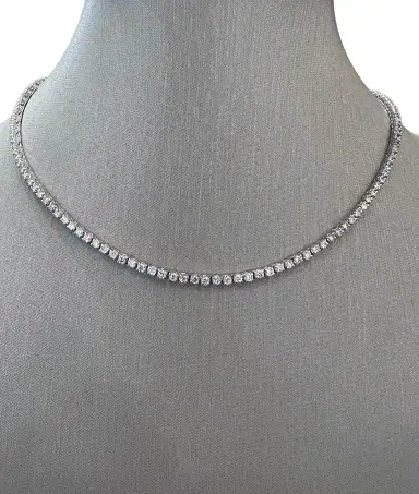 Wish Fine Jewelry 18KW 20.54 GM DIA 7.08CT Tennis Necklace Diamond 4 Prongs | Thumbnail 1