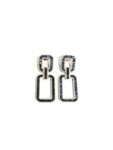 Wish Fine Jewelry 19.27ct Blue Sapphire Diamond 14K Gold Dangle Earrings | Thumbnail 1 Wish Fine Jewelry 19.27ct Blue Sapphire Diamond 14K Gold Dangle Earrings | Thumbnail 1