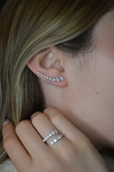 Wish Fine Jewelry 2.01ct Diamond 14K Gold Graduated Climber Earrings | Thumbnail 5 Wish Fine Jewelry 2.01ct Diamond 14K Gold Graduated Climber Earrings | Thumbnail 5